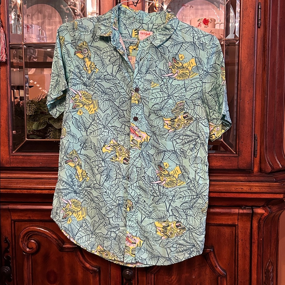 Adorable Cat & Jack Dinosaur Print Hawaiian Shirt